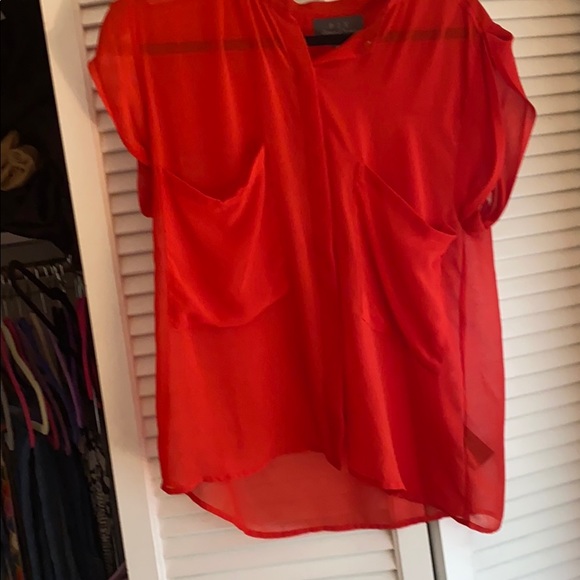 Patterson J Kincaid red silk pocket tee size small - Picture 3 of 5